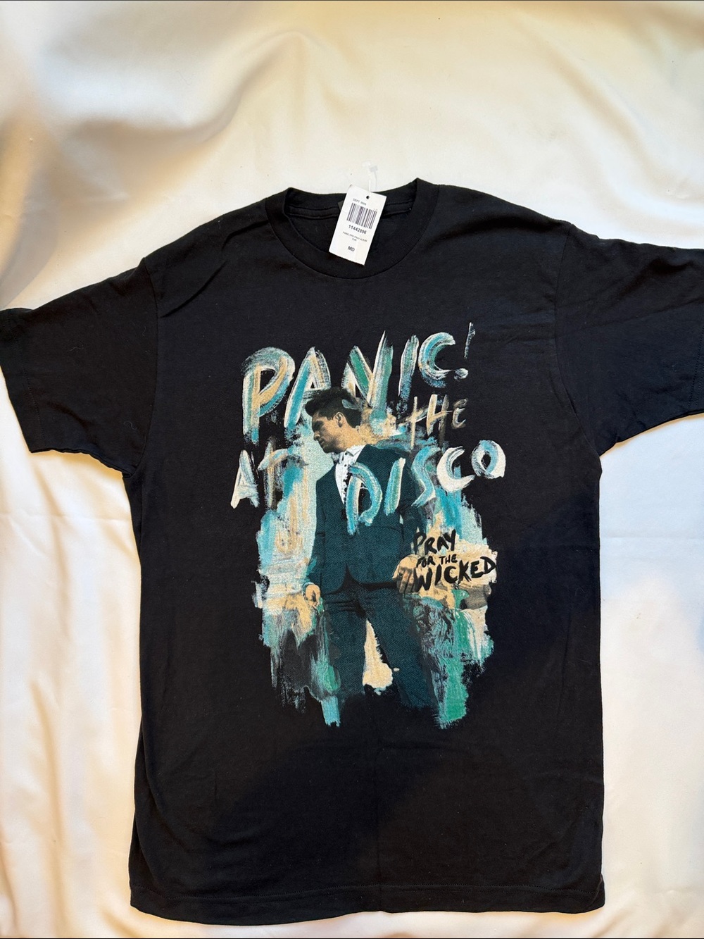Tultex Black Panic! At The Disco Graphic Tee with Teal & Cream Print
